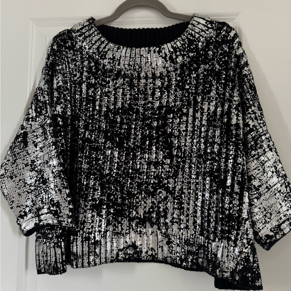 Sparkle Sequin Black & Silver Crewneck Sweater